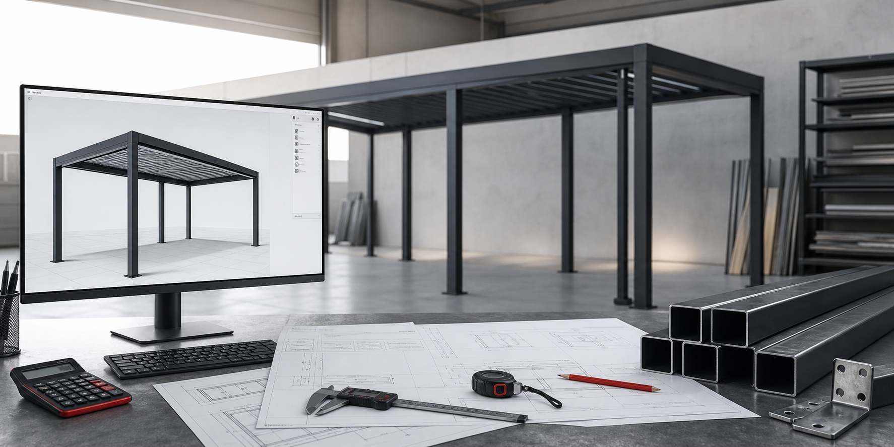 Projekt techniczny stalowego carportu PRIVATECH